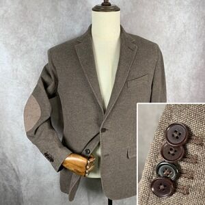Banana Republic Blazer Jacket Men 40R Brown Elbow Patch Sport Coat